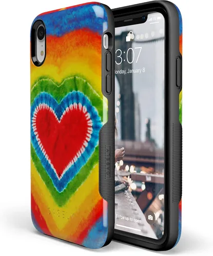 Vista 5 de Casely Funda para iPhone XR Funda con diseño de corazón teñido anudado