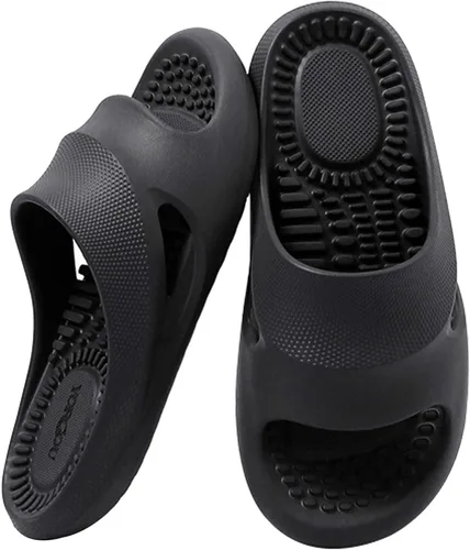 Vista 8 de Pantuflas de masaje para mujeres y hombres, sandalias de ducha con punta abierta, zapatos de verano para casa, para baño, fascitis plantar