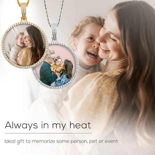 Vista 6 de TUHE - Dije de 18 quilates y brillantes personalizable para fotografía y recuerdo dije estilo Hip-Hop para hombre y mujer cadena TenisLazo Cubana