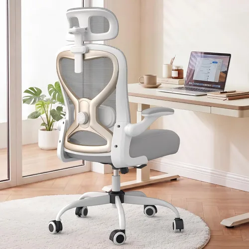 Vista 12 de Silla de oficina ergonómica para largas horas y alivio del dolor de espalda, diseño que ahorra espacio con soporte lumbar ajustable, brazos negro