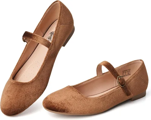 Vista 13 de Trary Mary Jane - Zapatos planos de ballet, zapatos planos negros para mujer, con correa de tobillo, cómodos y elegantes