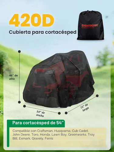 Vista 2 de Cubierta para cortacésped de montar, Eventronic 54" Cubierta para tractor cortacésped de montar Impermeable Resistente Duradera