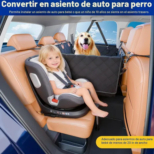 Vista 3 de Extensor de asiento trasero convertible para perros, plegable de 400 libras, funda de asiento de automóvil para perro con parte inferior dura