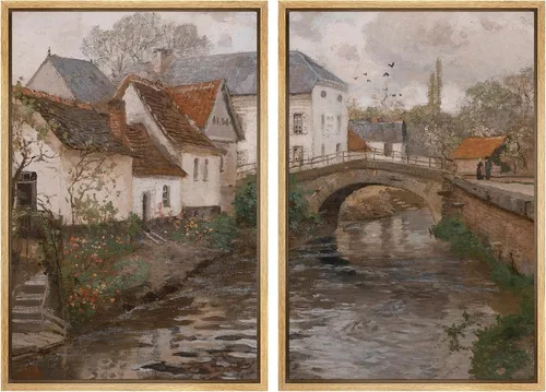 Vista 51 de MUDECOR Lienzo enmarcado para pared, bosque brumoso, reflejos, paisaje tranquilo, ilustraciones modernas, arte decorativo, bohemio, tranquilo/zen