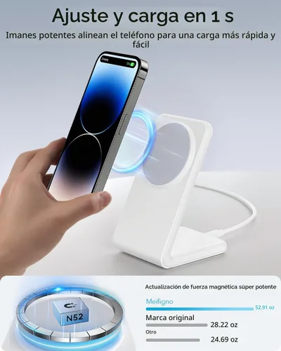 Vista 4 de 2-en-1 para soporte de carga compatible con Magsafe con bloque de carga USB-C PD de 20W y cable, cargador inalámbrico de carga rápida diseñado