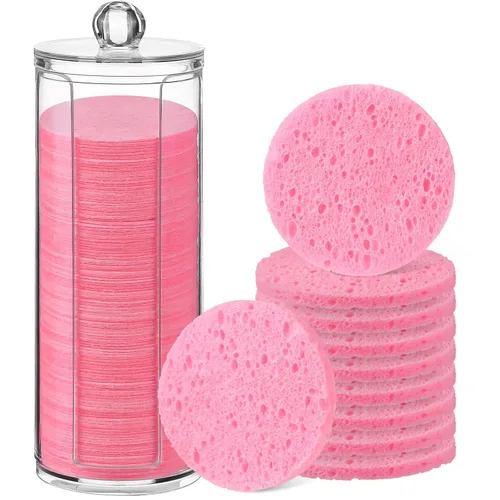 Vista 13 de 120 esponjas faciales comprimidas, exfoliantes faciales naturales, esponjas faciales desechables para limpieza, almohadillas faciales redondas