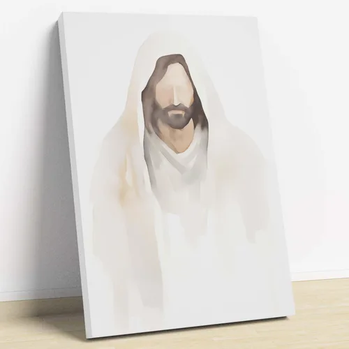 Vista 14 de Arte de pared de acuarela de Jesús, pintura en lienzo cristiano, imágenes de las Escrituras, decoración de pared, póster con versículos bíblicos