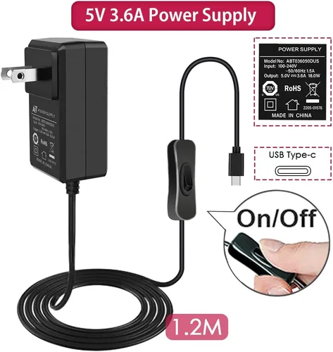 Vista 2 de GeeekPi Funda con ventilador PWM para Raspberry Pi 4, 18W 5V 3.6A USB-C fuente de alimentación para Raspberry Pi 4, disipadores de calor, lector