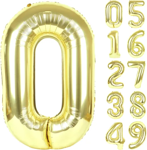 Vista 78 de Globo negro de 40 pulgadas con números del 0 al 9 (cero-nueve), globo de cumpleaños de gran tamaño, globo de helio de aluminio con números grandes