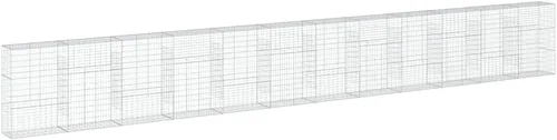 Vista 59 de vidaXL Cesta de gavión con tapa, 39.4 x 19.7 x 39.4 pulgadas, hierro galvanizado rectangular, resistente a la intemperie, montaje sin herramientas