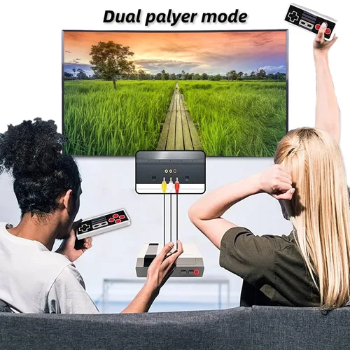 Vista 6 de Classic Mini Retro Game Console with Built-in 620 Video Games and 2 Classic Wireless Controllers,AV Output Game System for Kids and Adults Ideal