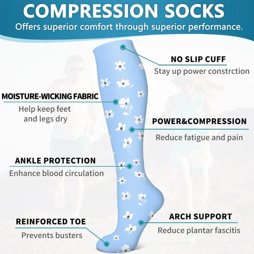 Vista 148 de Bluemaple 6 Pack Copper Compression Socks for Women and Men Circulation-Best Support for Medical, Running,Nursing,Athletic