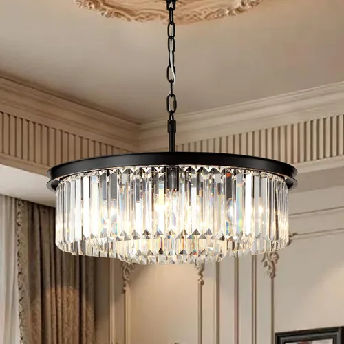 Vista 7 de Candelabro grande de cristal moderno de lujo, lámpara de techo colgante de oro antiguo para comedor, sala de estar, 12 luces, 3 niveles