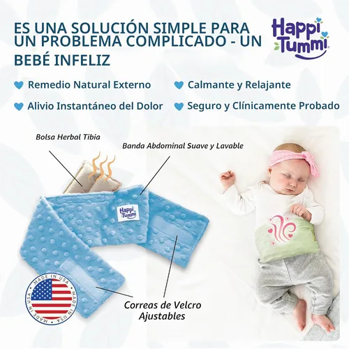 Vista 2 de Banda de cintura para alivio natural de cólicos Happi Tummi, 0-24 meses, Azul