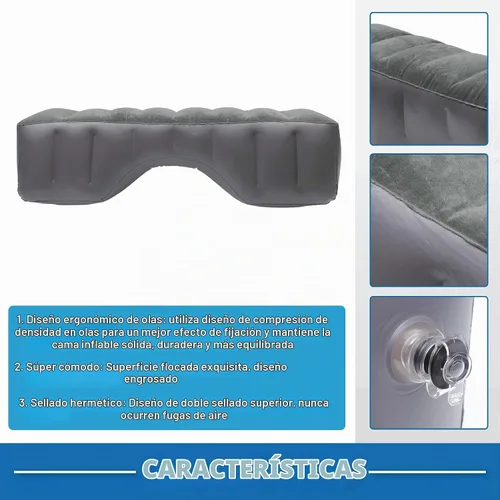 Vista 5 de Car Sleeping Mat Comfortable Rear Seat Air Bed Gap Pad for Napping Travel Gris