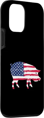 Vista 3 de iPhone 12 mini Pig Lovers American Flag 4th of July Patriotic Pig Farmer Case