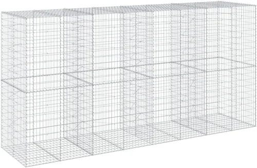 Vista 78 de vidaXL Cesta de gavión con tapa, 39.4 x 19.7 x 39.4 pulgadas, hierro galvanizado rectangular, resistente a la intemperie, montaje sin herramientas