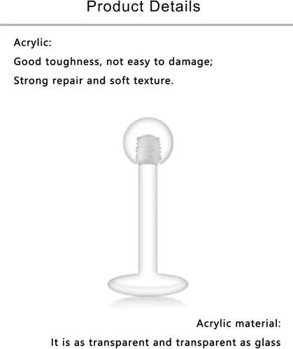 Vista 3 de Lcolyoli Aretes transparentes de 16G 18G para deportes, retenedores de piercing transparente, aretes de cartílago, aretes de plástico Bioflex labio