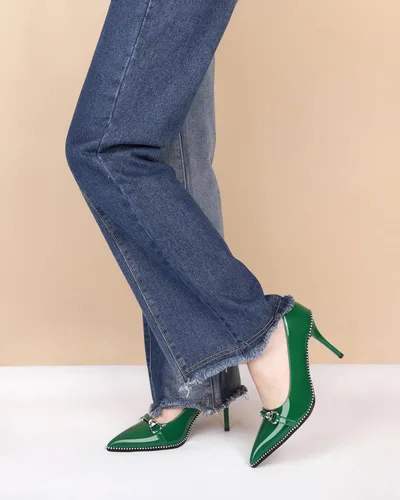 Vista 5 de AUMOTED Zapatos de tacón alto con hebilla para mujer, tacón alto, tacón alto, zapatos de vestir de 3.5 pulgadas, para oficina, fiesta, charol