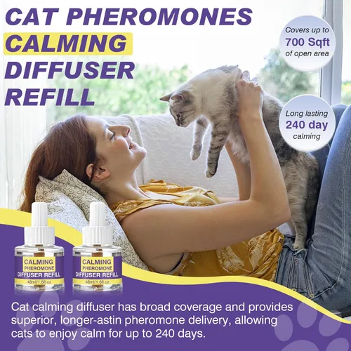 Vista 3 de Recambios de difusor calmante para gatos, paquete de 8 feromonas para gatos, recambio de feromonas de suministro de larga duración para 240 días