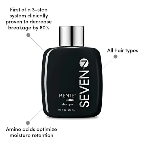 Vista 4 de SEVEN Haircare KENTE BOND Shampoo for Split Ends + Damaged Hair, Sulfate Free, Cruelty Free with Green Tea, Guar & Pro Vitamin B5 for Men & Women