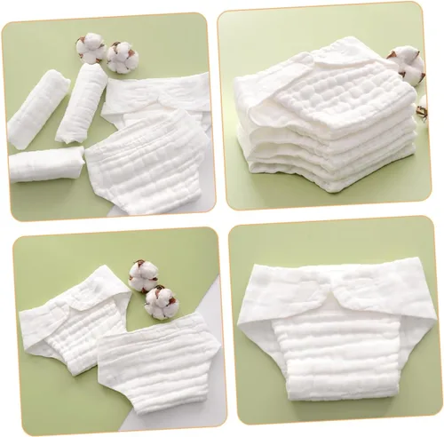 Vista 3 de ERINGOGO 5pcs Soft Cotton Reusable Nappy Liners for Boy Girl Washable Incontinence Diaper Inserts Breathable Absorbent Cloth Pad for Months