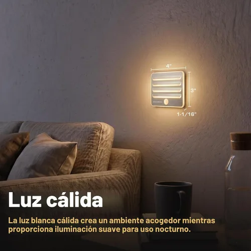 Vista 4 de EverBrite Luces nocturnas con sensor de movimiento, luz LED suave y cálida, funciona con pilas, luz nocturna autoadhesiva para dormitorio, baño