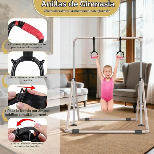 Vista 5 de SHIWEI Gymnastics Bar for Kids, Gymnastic Kip Bar 5-Height Adjustable Home