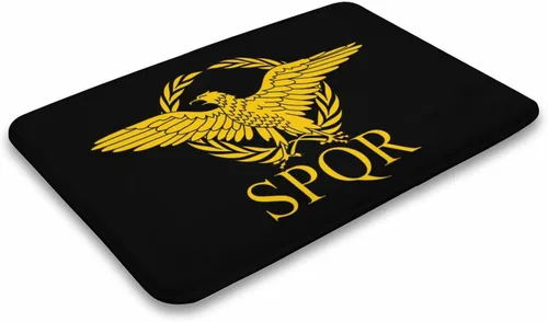 Vista 4 de Alfombra de baño gruesa con bandera del Imperio Romano del Senado SPQR, antideslizante, tapete de baño de terciopelo coral para puerta, 19.7 x 31.5