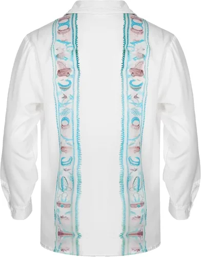 Vista 5 de Camisas de guayabera cubana para hombre, de manga larga, informal, con botones, de algodón, para la playa