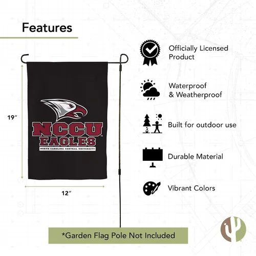 Vista 4 de Bandera de jardín de la Universidad Central de Carolina del Norte NCCU Eagles Banner 100% poliéster (diseño A)