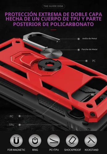 Vista 5 de Funda de grado militar para Samsung Galaxy S10 Plus 360 con anillo giratorio de metal con soporte de soporte magnético integrado para montaje