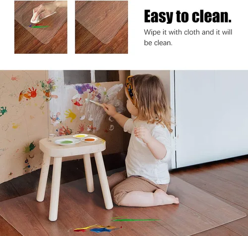 Vista 4 de Vicwe Tapete para silla de oficina para suelo de madera, 30 x 48 pulgadas, totalmente transparente, protector de silla de piso duro, fácil
