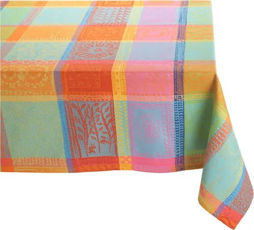 Vista 3 de Garnier Thiebaut Mille Wax - Mantel oblongo, 100% algodón trenzado de dos capas, 71 x 98 pulgadas, ketchup, fabricado en Francia