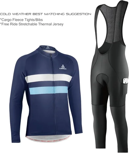 Vista 6 de CEROTIPOLAR Camisetas de ciclismo de ajuste estándar con forro polar chaquetas de bicicleta de manga larga para otoño e invierno