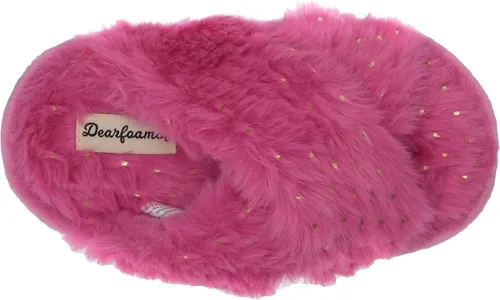 Vista 5 de Dearfoams Pantuflas unisex Ava Kids con detalle impreso de piel sintética y banda cruzada para niños