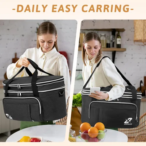 Vista 6 de Bolsa para olla de cocción lenta de doble capa Golkcurx para ollas ovaladas CrockPot de 6-8 cuartos y modelos Hamilton Beach, con correa ajustable