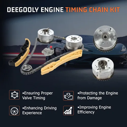 Vista 2 de Kit de cadena de distribución con 2 piezas de admisión y escape, piñón de engranaje VVT, compatible con piezas de repuesto de motor Kia Rio Forte5
