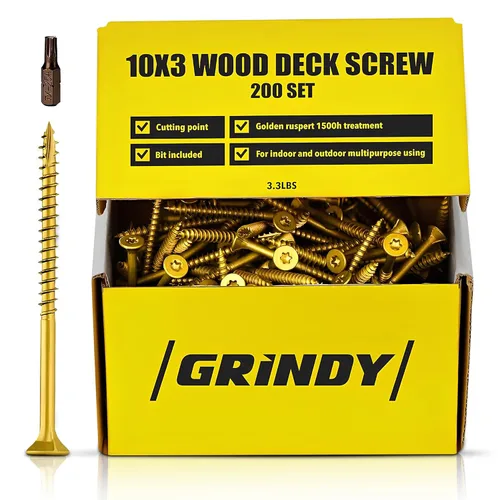 Vista 8 de Grindy - Tornillos para madera #9 x 2 1/2 pulgadas (paquete de 300/2.6 libras) – Tornillos de cubierta autoperforantes I resistentes a la corrosión