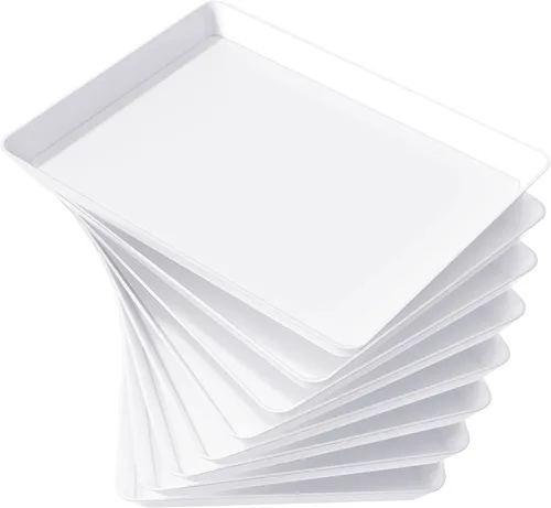Vista 13 de Lifewit - 4 bandejas de servir para suministros de fiesta, plato de plástico reutilizable para servir alimentos para postres, aperitivos, frutas