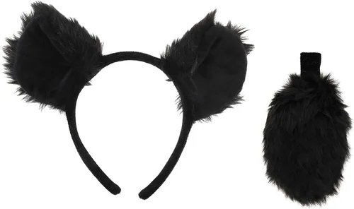 Vista 5 de Kit de accesorios para disfraz de orejas de peluche y cola de oso negro