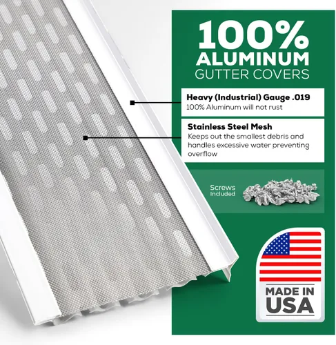 Vista 7 de DIY 5" Protección de hojas Muestra Malla de acero inoxidable Cubiertas de canalón de aluminio con acabado de fábrica Grado profesional Protector