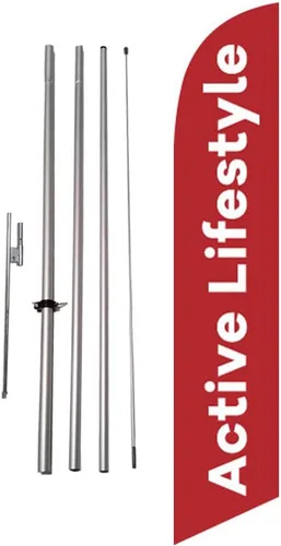 Vista 10 de 55+ Active Living Senior Living Community Publicidad Bandera de plumas Letrero con kit de poste y pico de tierra
