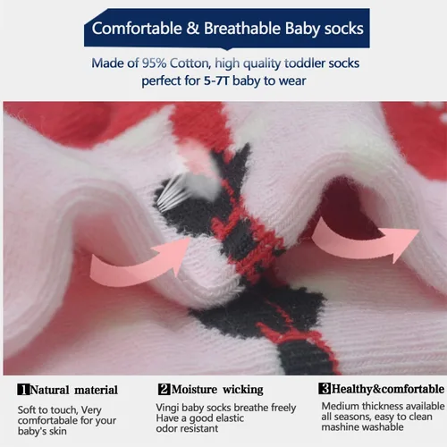 Vista 5 de SkiBeaut Calcetines antideslizantes para niños y niñas de 1 a 7 años, 12 pares de calcetines para niños y niñas