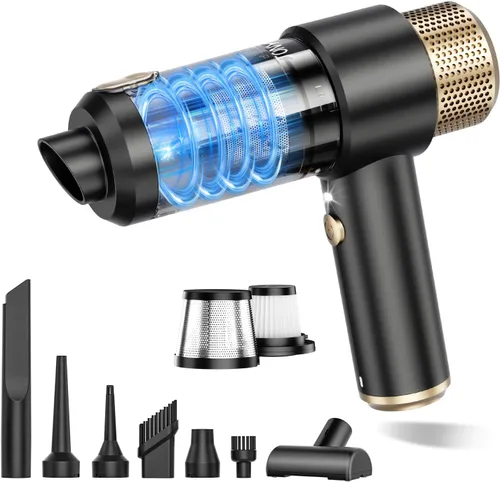 Vista 10 de JONYJ Aspiradora de mano para automóvil, aspiradora de mano de 16000 PA, portátil, inalámbrica, 2 en 1 plumero de aire y aspiradora con luz LED