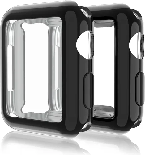 Vista 11 de Paquete de 2 fundas compatibles con Apple Watch de 1.496 pulgadas (1.496 in), protector de pantalla de poliuretano termoplástico (TPU), funda Negro
