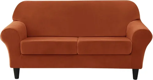 Vista 16 de OBCREAT 2 fundas para sofá, fundas de terciopelo elástico para sofá, funda suave para sillón con parte inferior elástica, protector de muebles