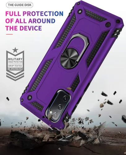 Vista 4 de Funda para Galaxy S20 FE con protector de pantalla HD, [grado militar] Soporte de coche híbrido PC duro TPU suave a prueba de golpes funda
