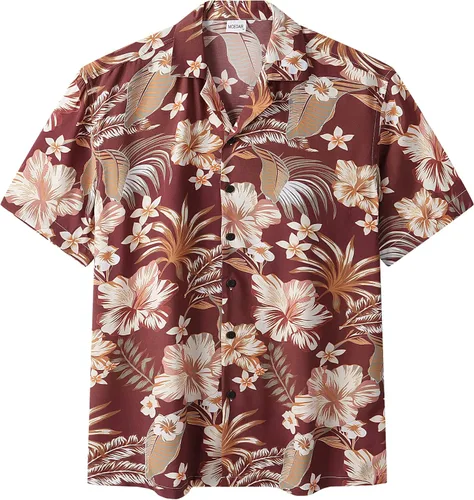 Vista 5 de MCEDAR Hawaiian Shirt for Men Regular Fit Short Sleeve Button Down Summer Beach Tropical Aloha Shirts S-3XL