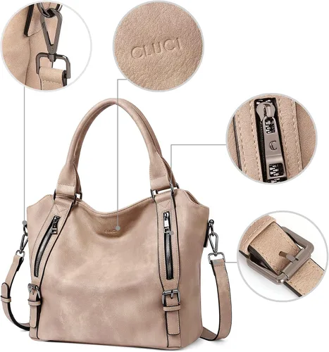 Vista 5 de CLUCI - Bolsos de cuero vegano para mujer, bolso grande y de hombro tipo hobo